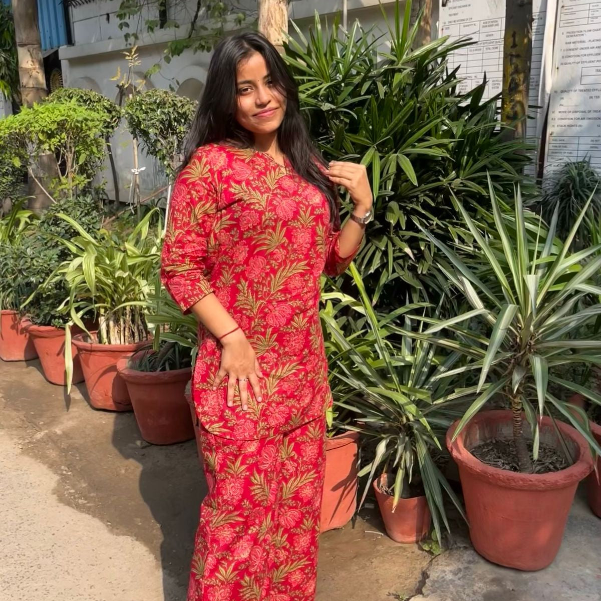 Elegant Red Printed Co-ord Set for Women | Shivanyaa