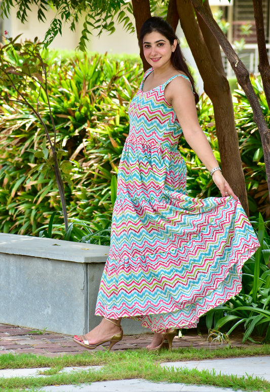 Summer Breeze Zigzag Maxi Dress
